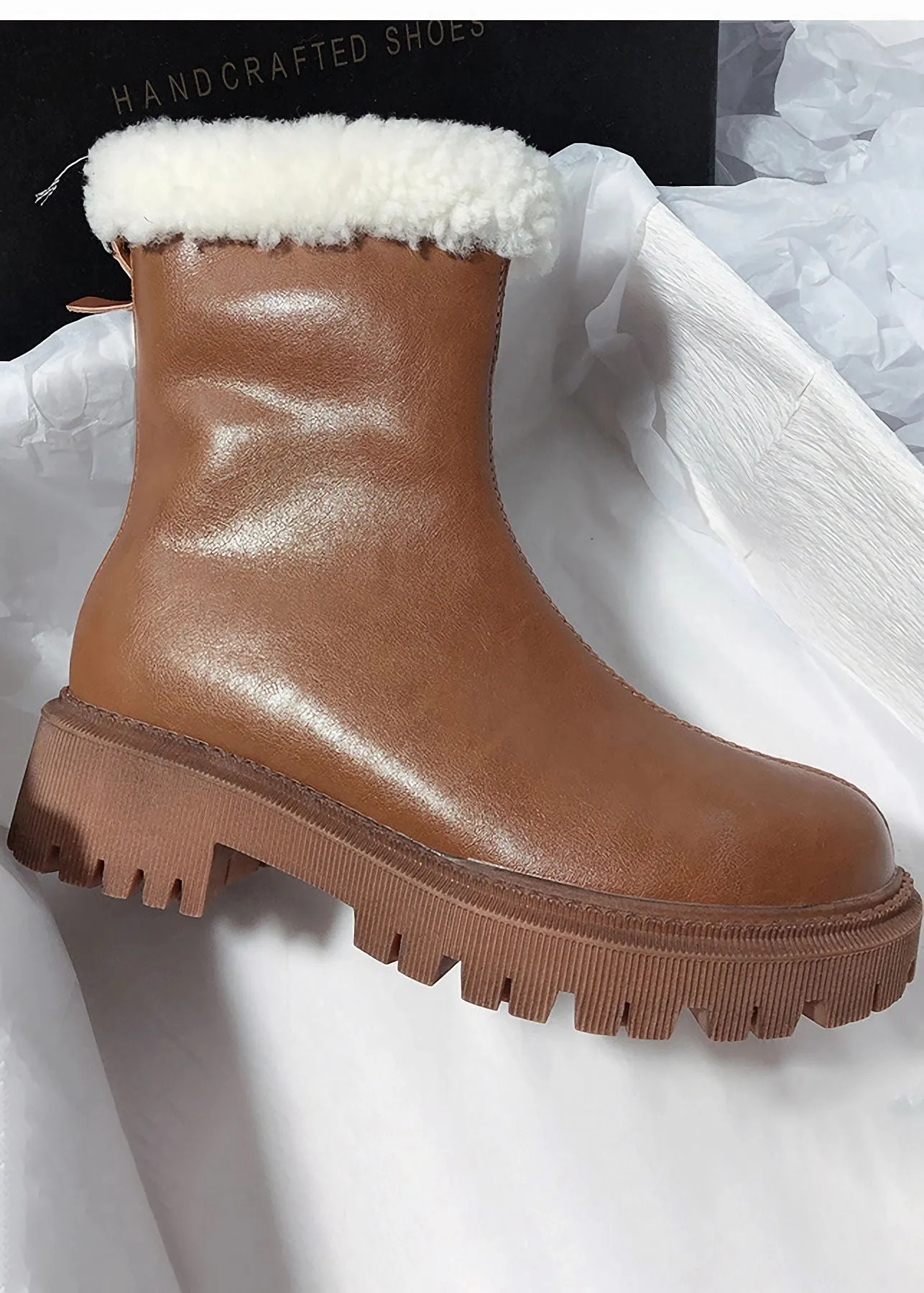 Cozy Genuine Leather Faux Shearling Lined Booties