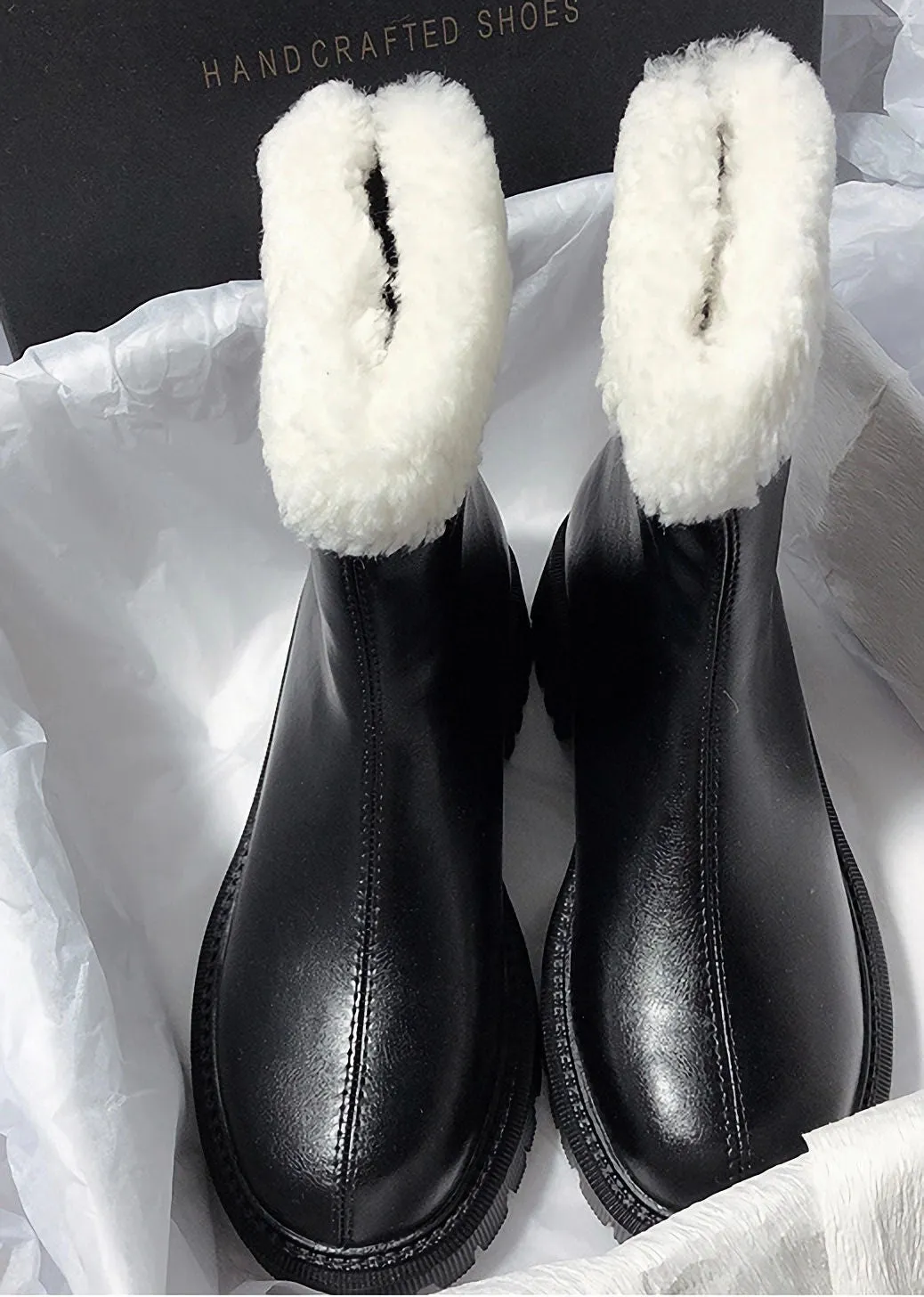 Cozy Genuine Leather Faux Shearling Lined Booties