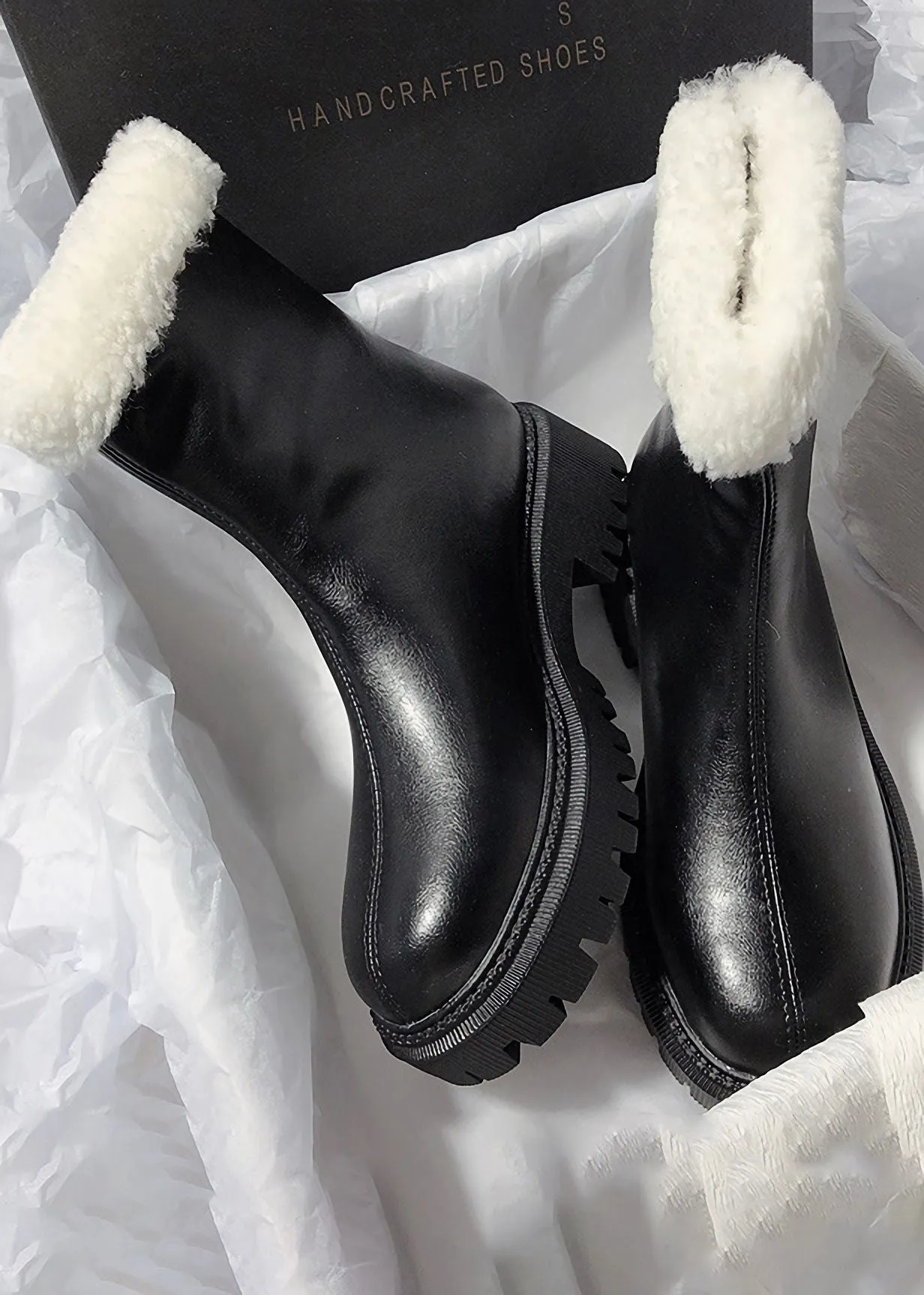 Cozy Genuine Leather Faux Shearling Lined Booties