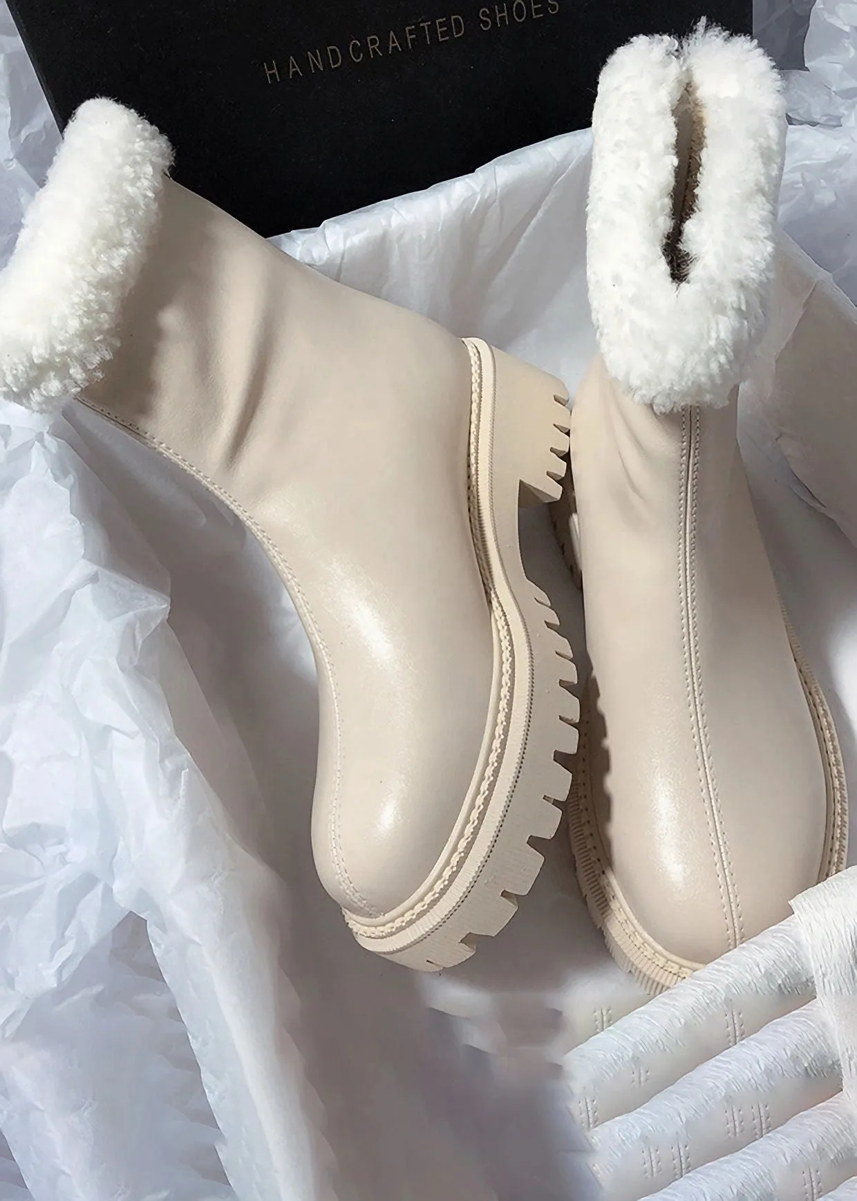 Cozy Genuine Leather Faux Shearling Lined Booties