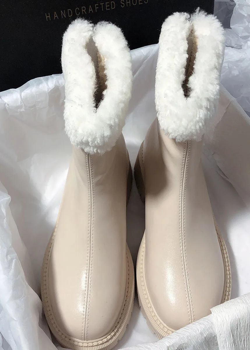 Cozy Genuine Leather Faux Shearling Lined Booties