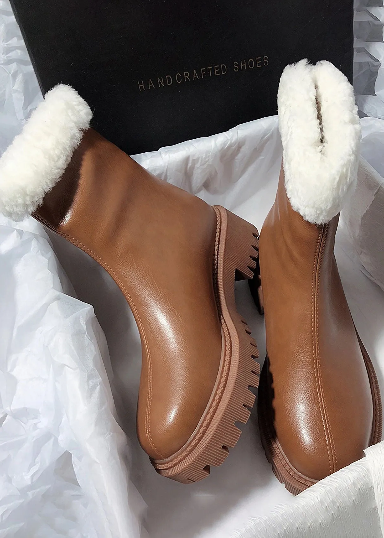 Cozy Genuine Leather Faux Shearling Lined Booties
