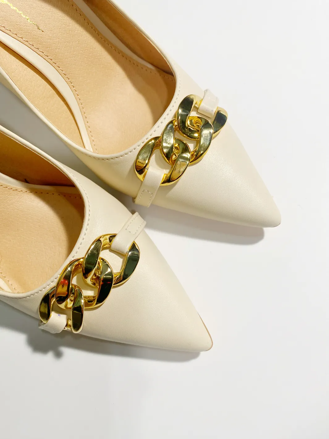 Cream Chain Detail Heels