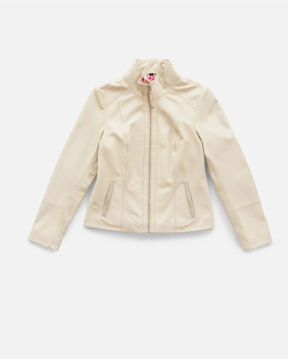 Cream Urban Leather Jacket
