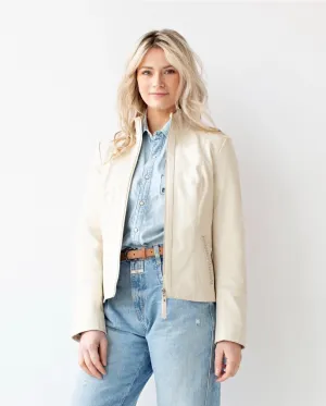 Cream Urban Leather Jacket