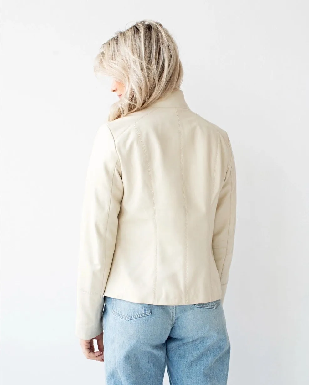 Cream Urban Leather Jacket