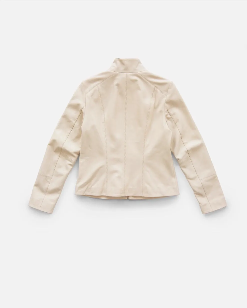 Cream Urban Leather Jacket