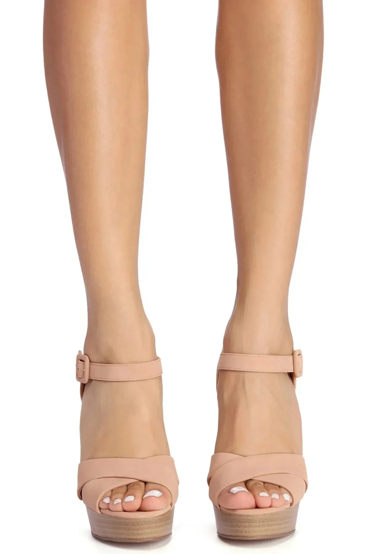 Criss Cross Stacked Platform Heels