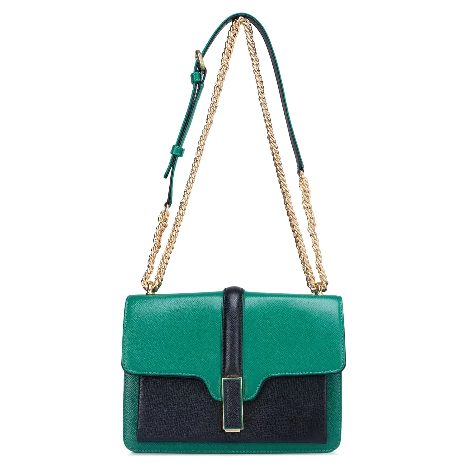 Da Milano Genuine Leather Green & Black Sling Bag (LB-00824)