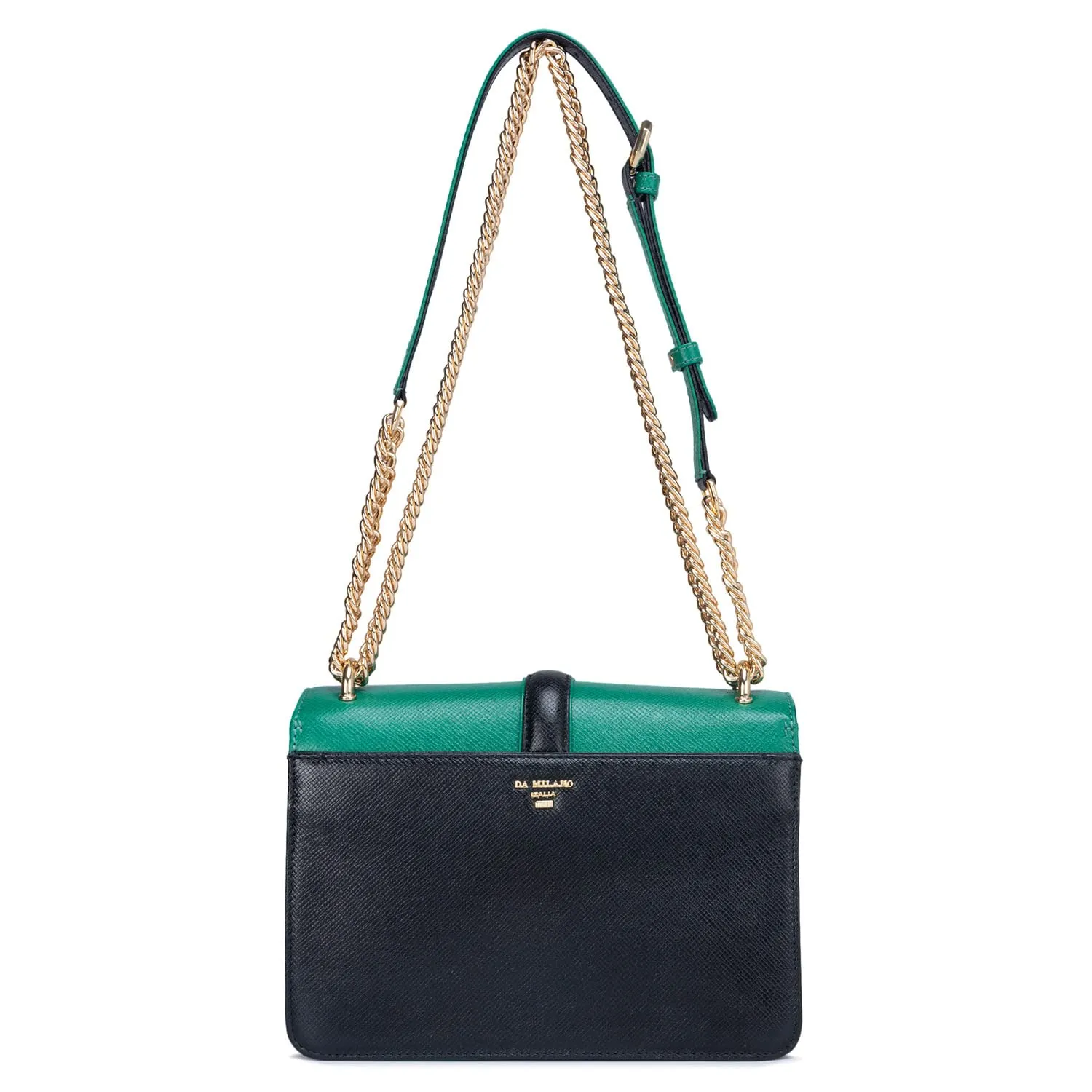 Da Milano Genuine Leather Green & Black Sling Bag (LB-00824)