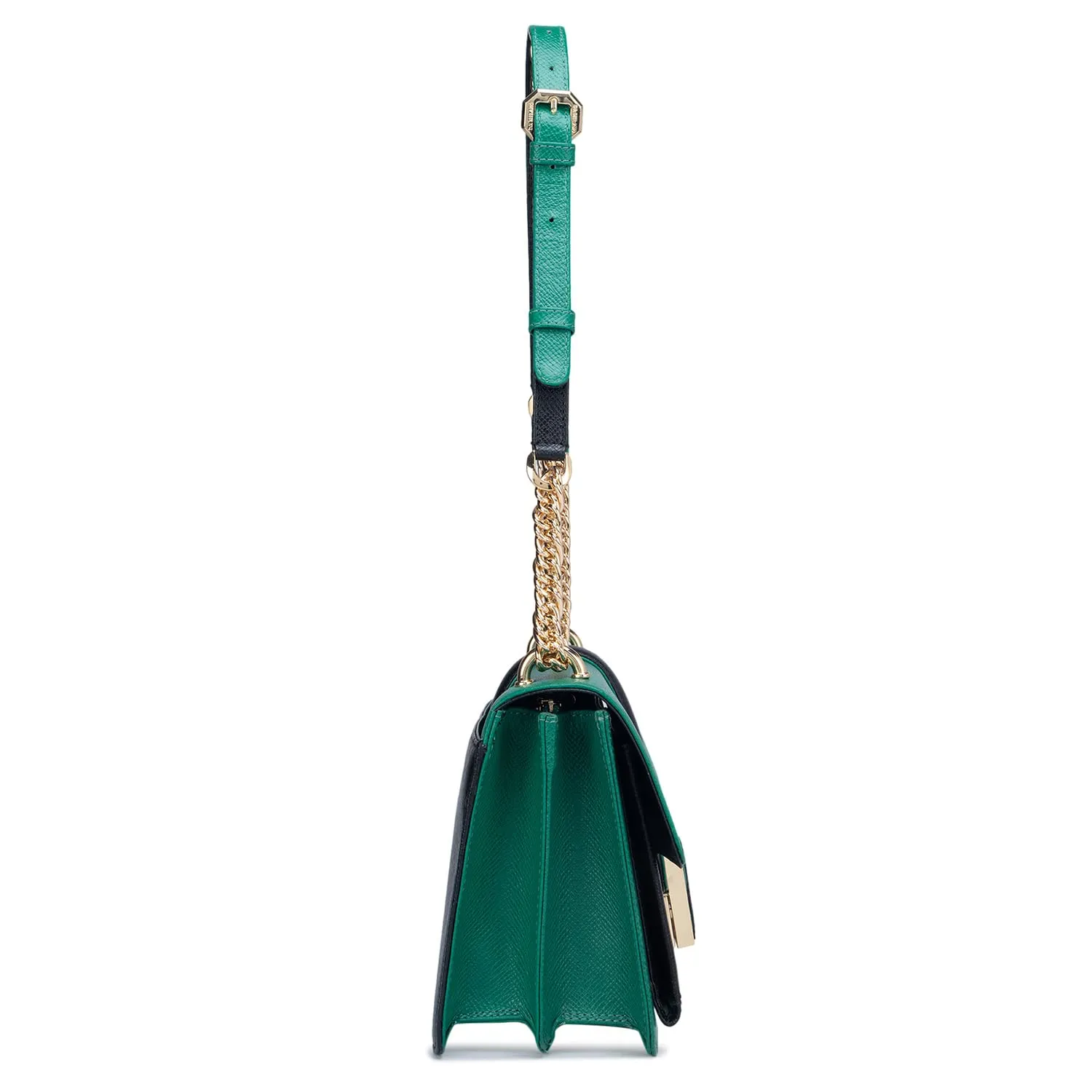 Da Milano Genuine Leather Green & Black Sling Bag (LB-00824)