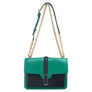 Da Milano Genuine Leather Green & Black Sling Bag (LB-00824)