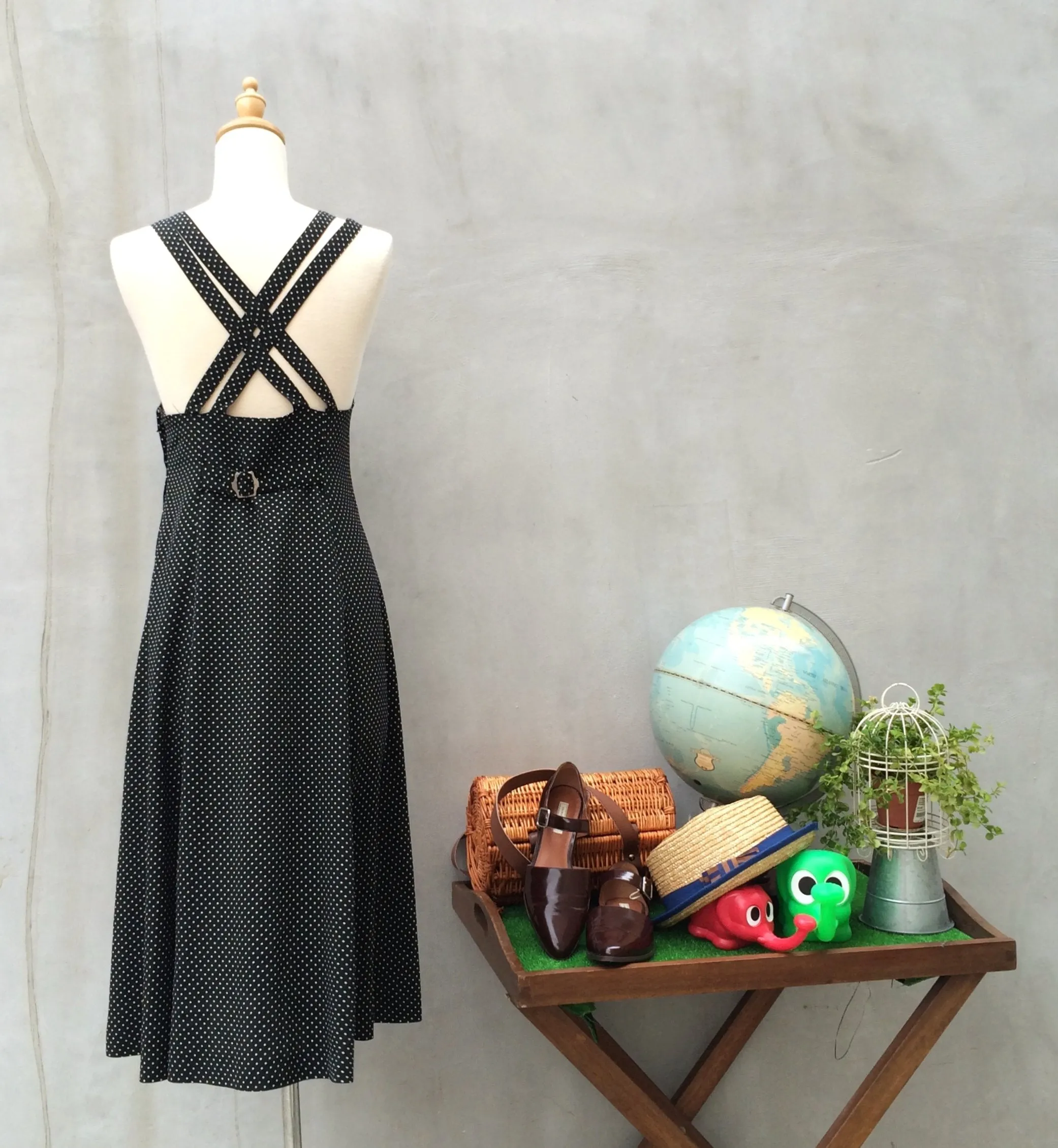 Dorothy | Vintage 1980s 1990s grunge punk rock jumper dress with criss-cross double straps |