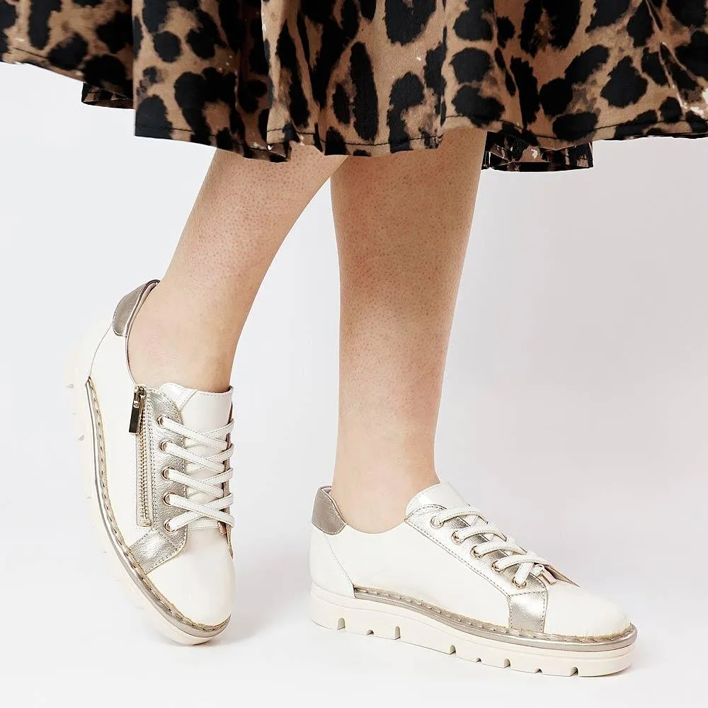 Elos Ivory/ Champagne Patent Leather Sneakers