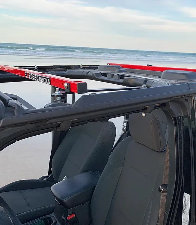 Exposed Racks 9756 RED UNDER Soft Top Click-In Roof Racks Jeep Wrangler JL 2-Door & Gladiator JT 18-Present