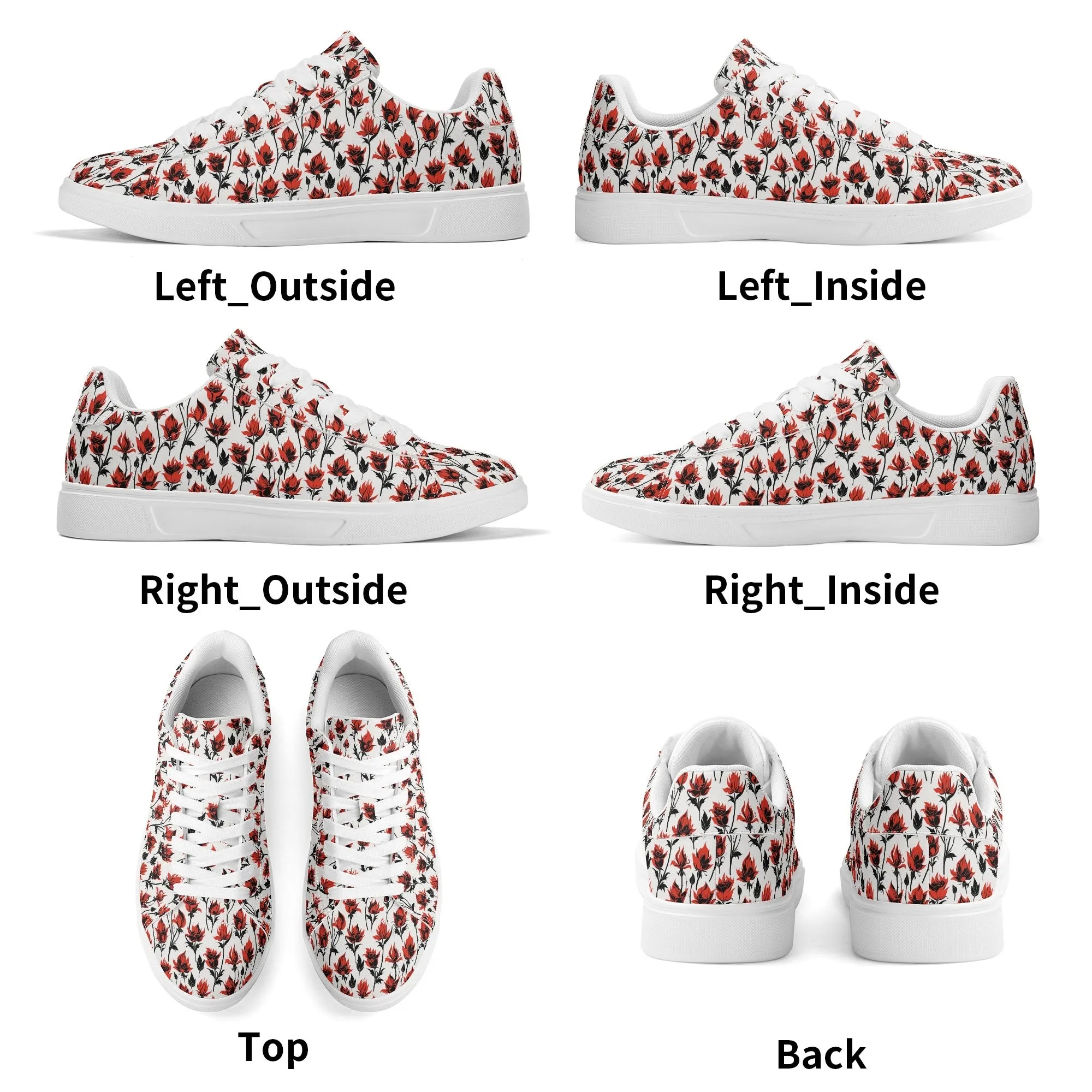 Floral Fire Adult Lightweight Brand Low Top Leather Shoes