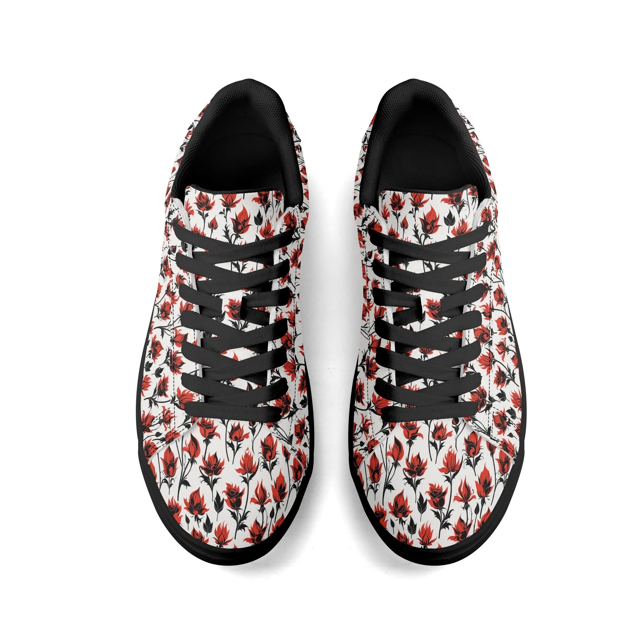 Floral Fire Adult Lightweight Brand Low Top Leather Shoes