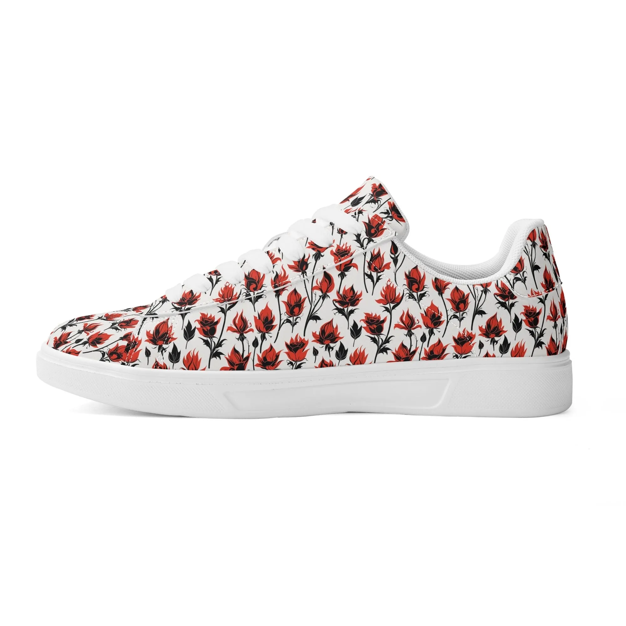 Floral Fire Adult Lightweight Brand Low Top Leather Shoes