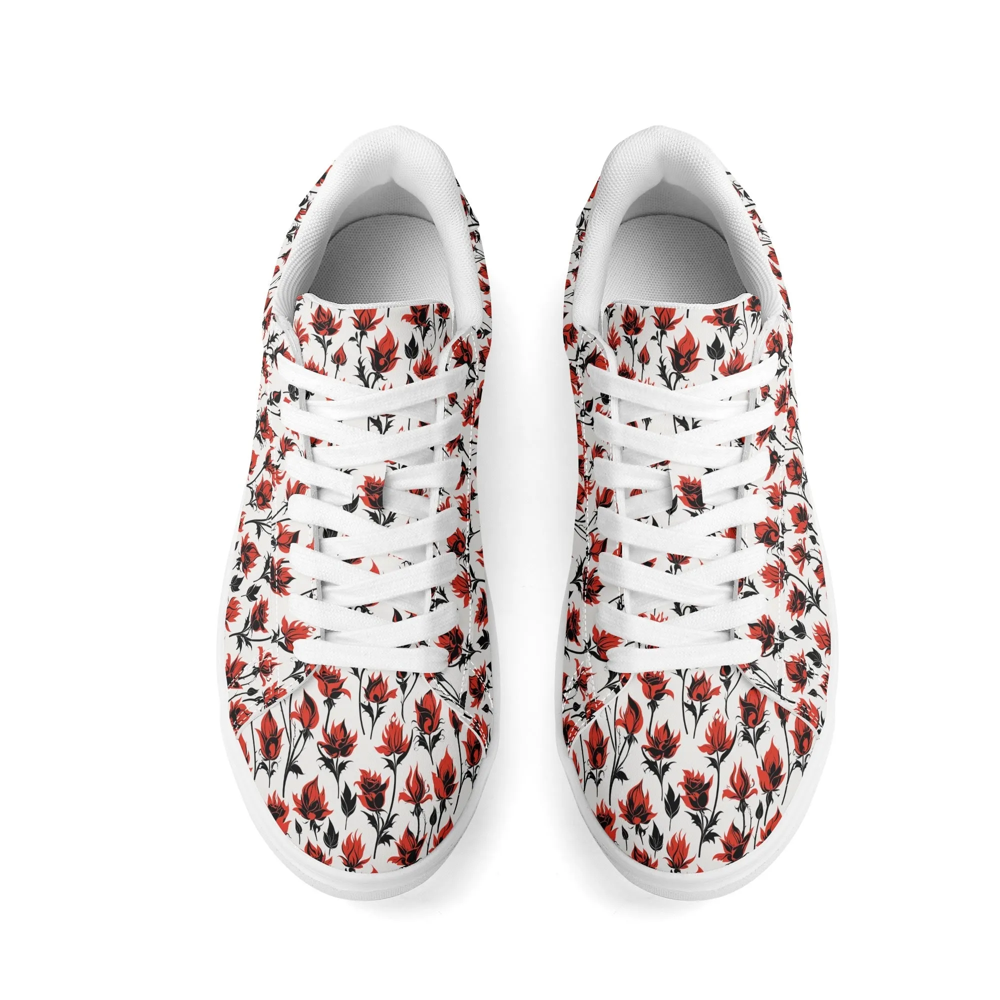 Floral Fire Adult Lightweight Brand Low Top Leather Shoes