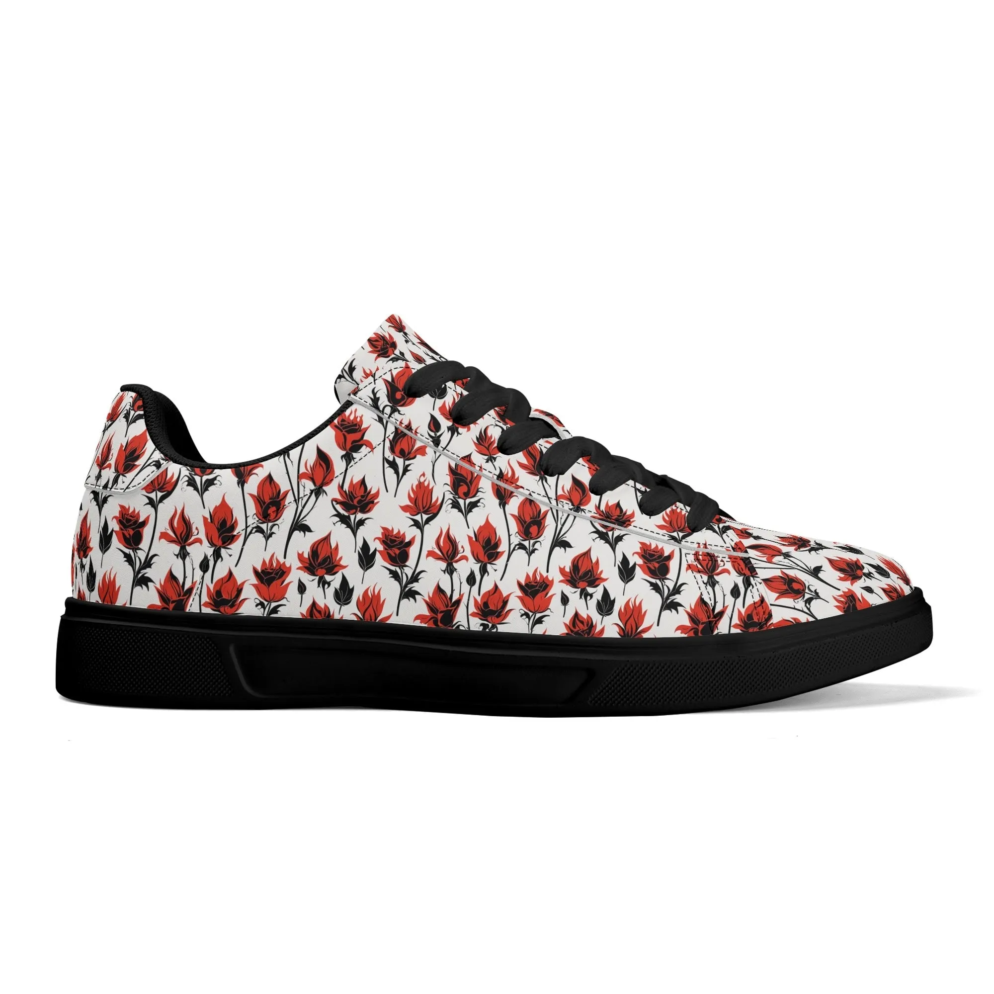 Floral Fire Adult Lightweight Brand Low Top Leather Shoes