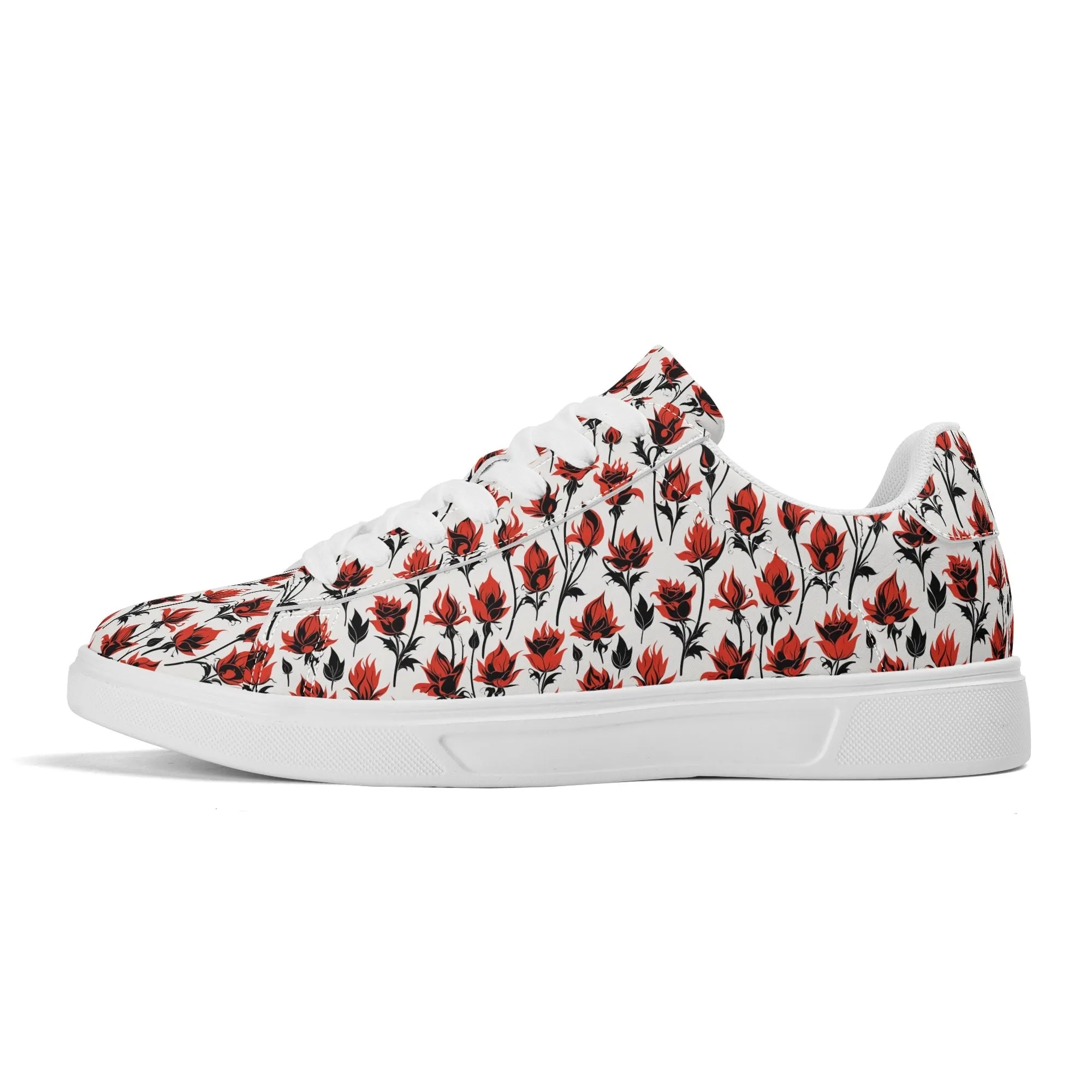 Floral Fire Adult Lightweight Brand Low Top Leather Shoes