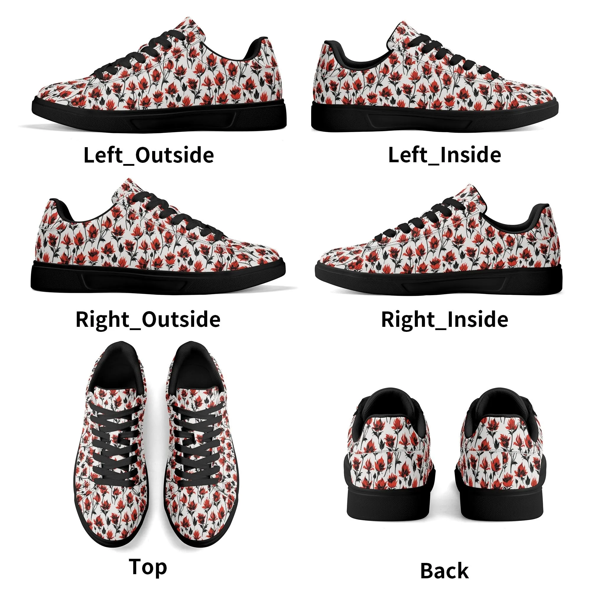 Floral Fire Adult Lightweight Brand Low Top Leather Shoes