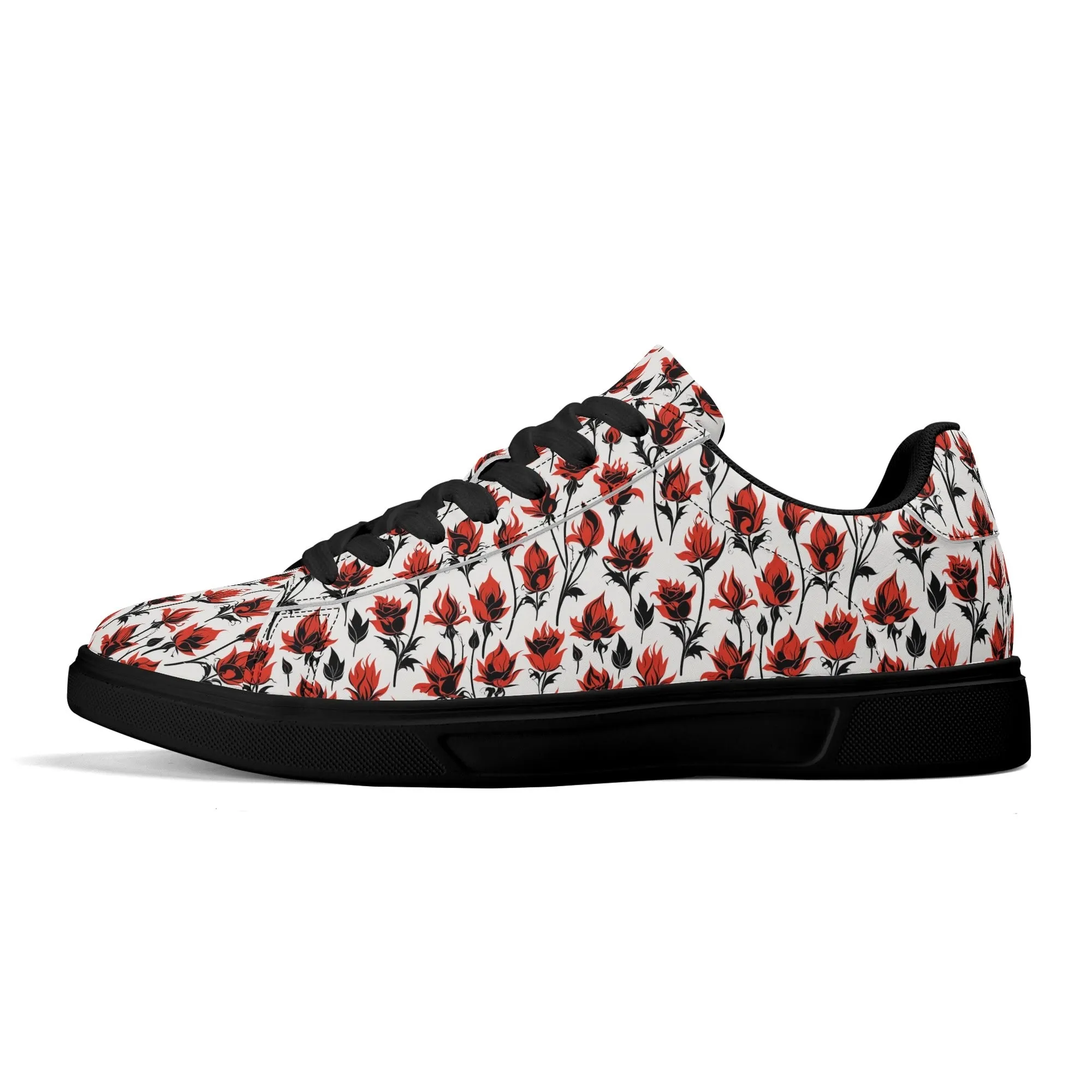Floral Fire Adult Lightweight Brand Low Top Leather Shoes