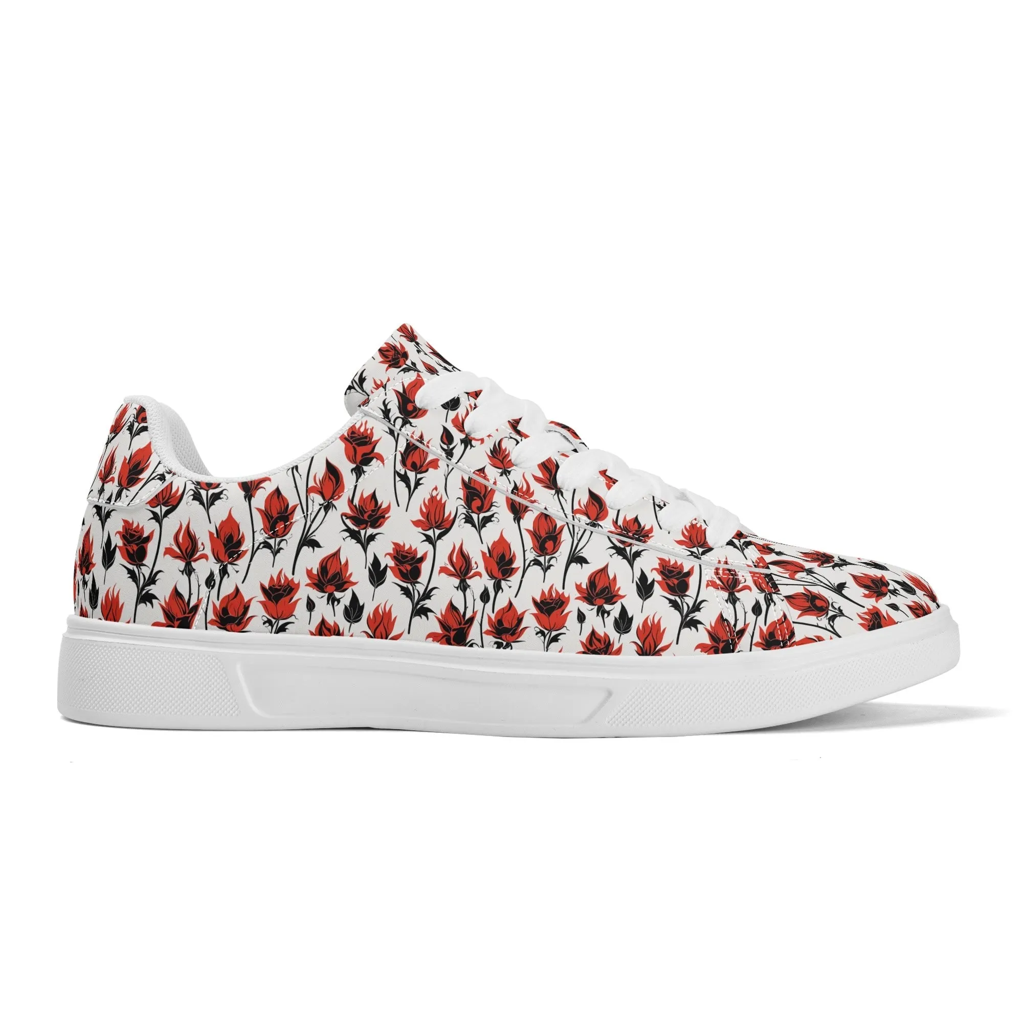 Floral Fire Adult Lightweight Brand Low Top Leather Shoes