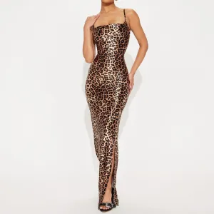 GBOLSOS Cross-border  2025 trade 2025 women's clothing New summer new sleeveless slim-fitting sexy leopard print suspender dress