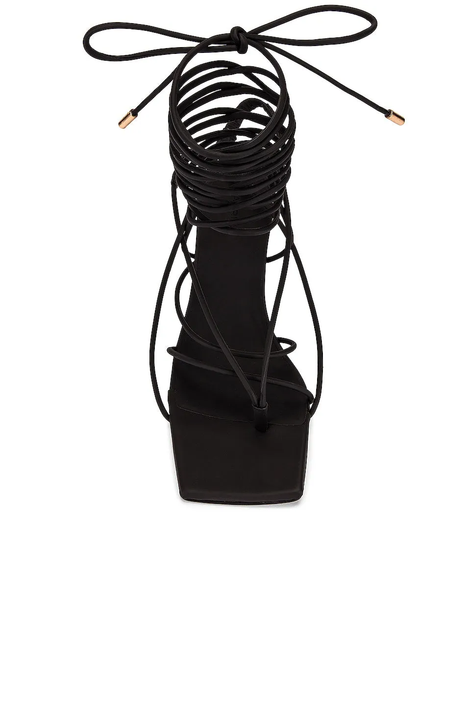 Gia Borghini X RHW Tall Lace Up Sandals, Black Matte