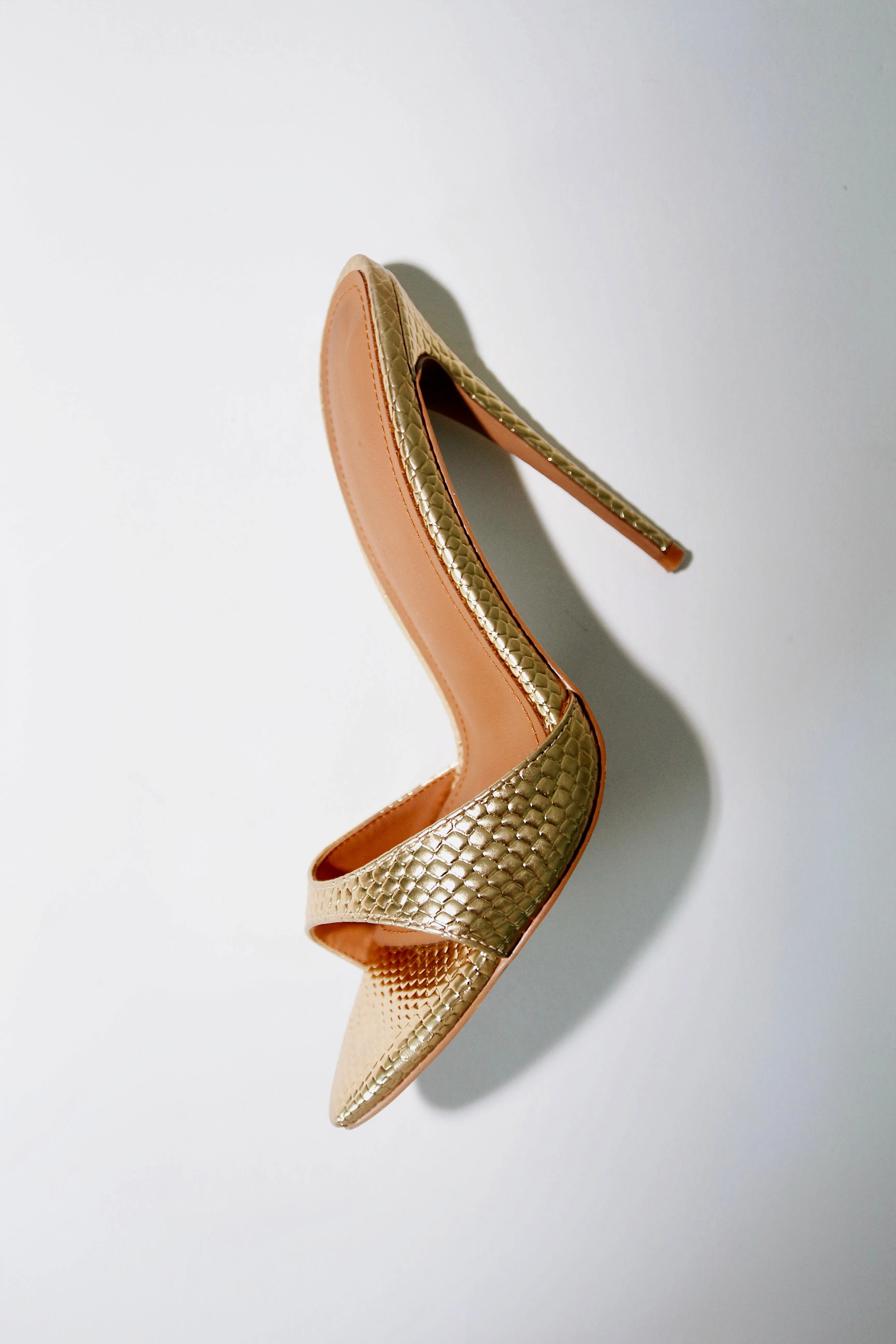 Gia Gold Reptile Vegan Mules 120 mm