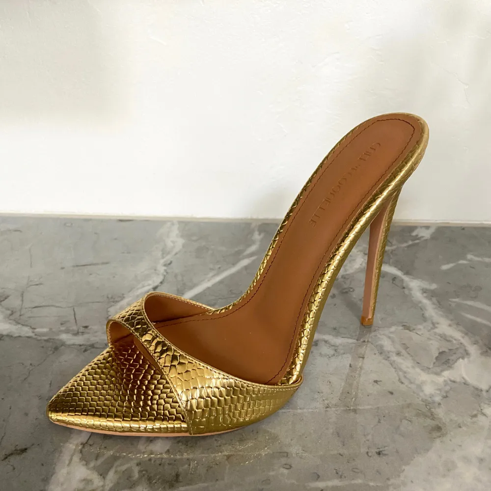 Gia Gold Reptile Vegan Mules 120 mm