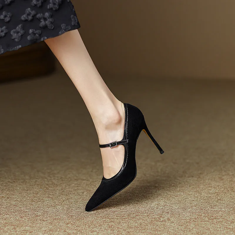 Gia Mary Jane Black Stiletto Heels