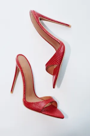 Gia Red Reptile Vegan Mules 120 mm
