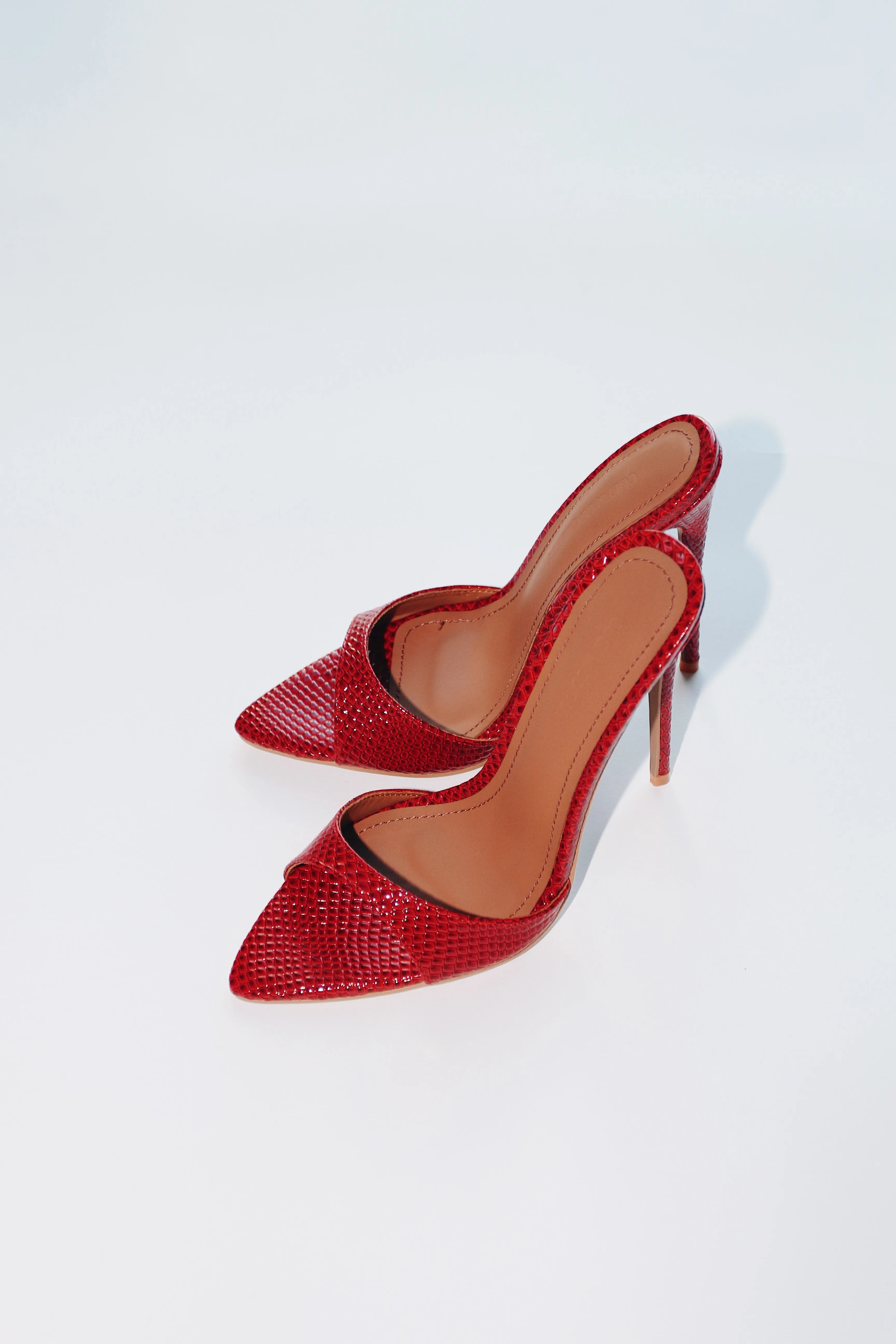 Gia Red Reptile Vegan Mules 120 mm