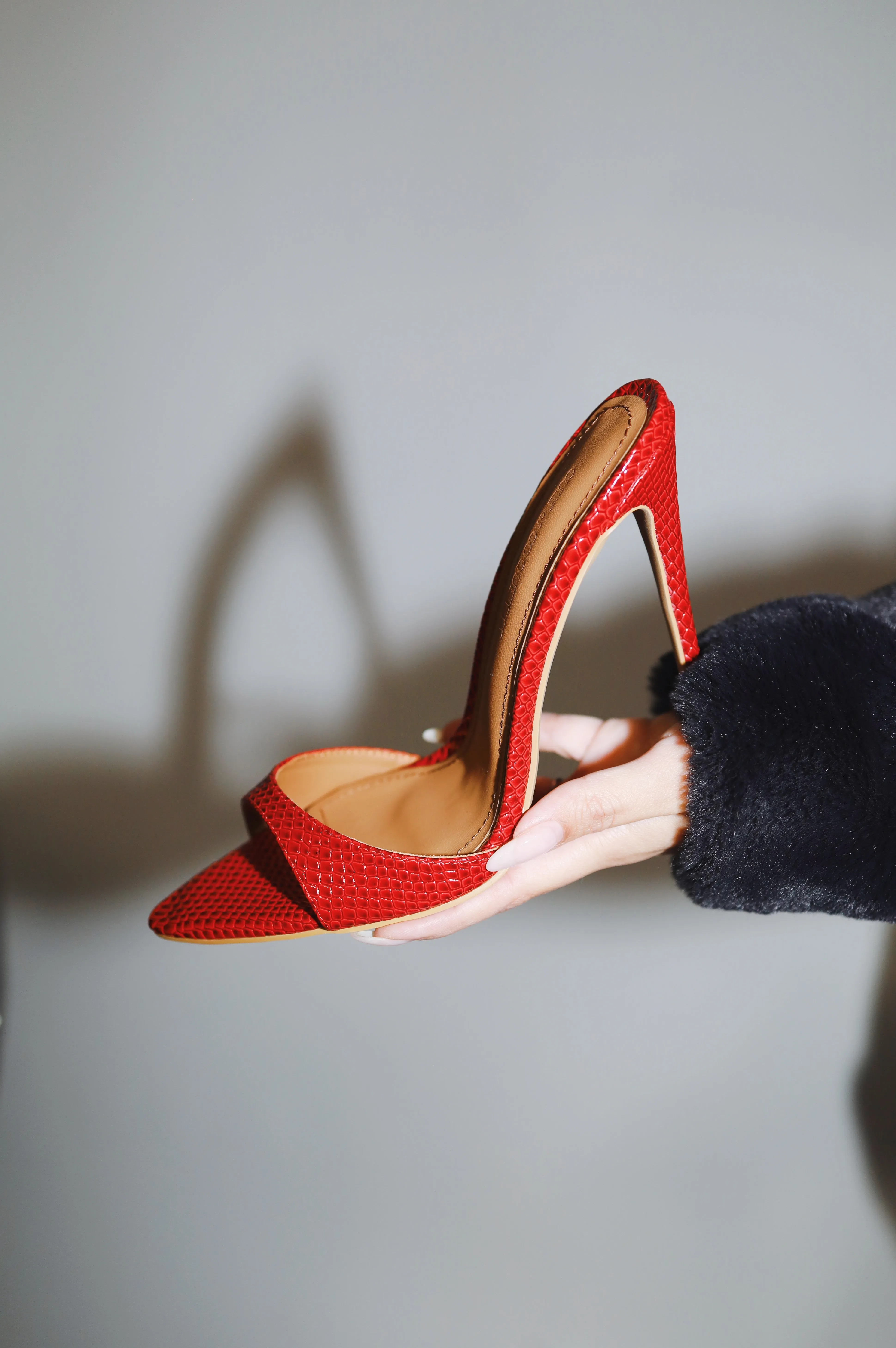 Gia Red Reptile Vegan Mules 120 mm