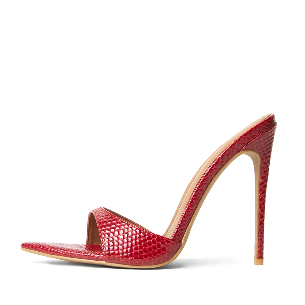 Gia Red Reptile Vegan Mules 120 mm
