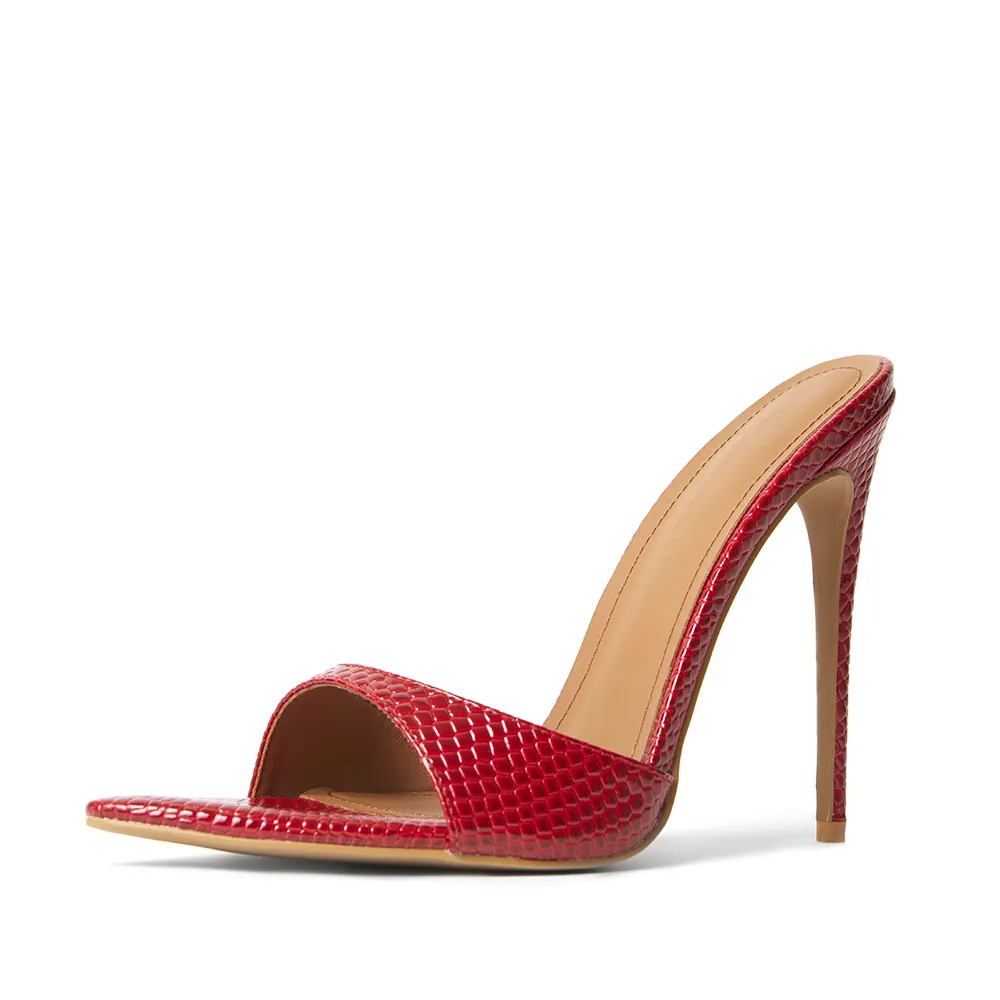 Gia Red Reptile Vegan Mules 120 mm