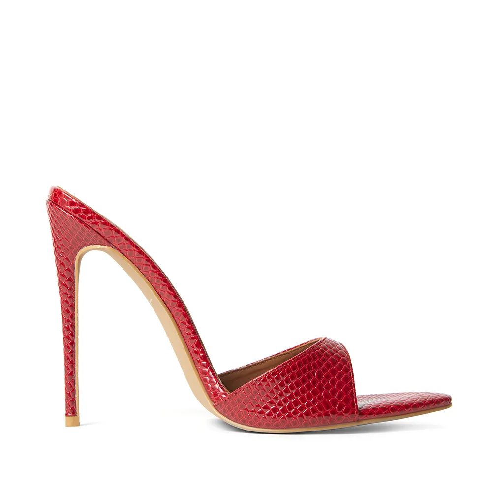 Gia Red Reptile Vegan Mules 120 mm