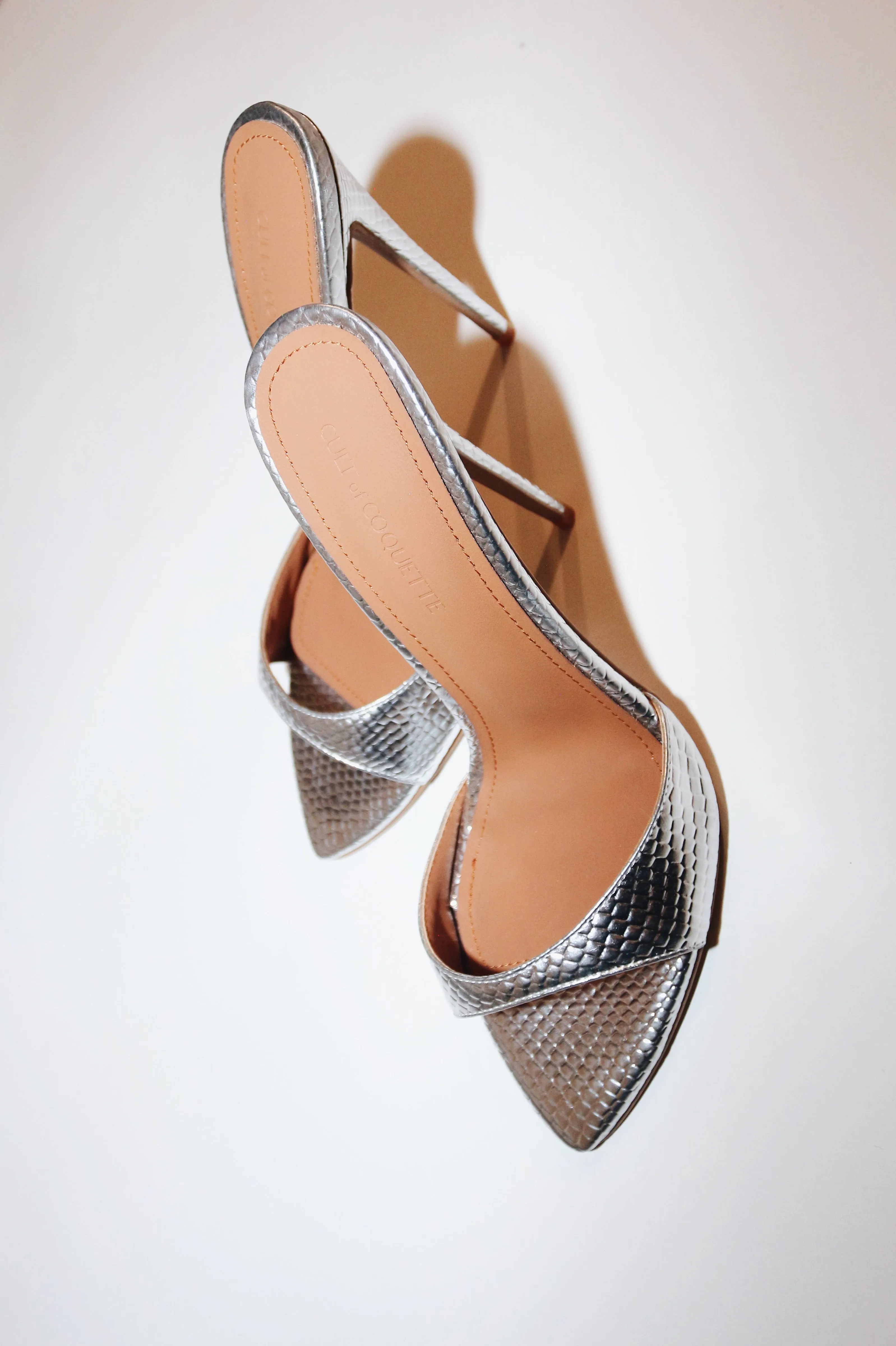 Gia Silver Reptile Vegan Mules 120 mm