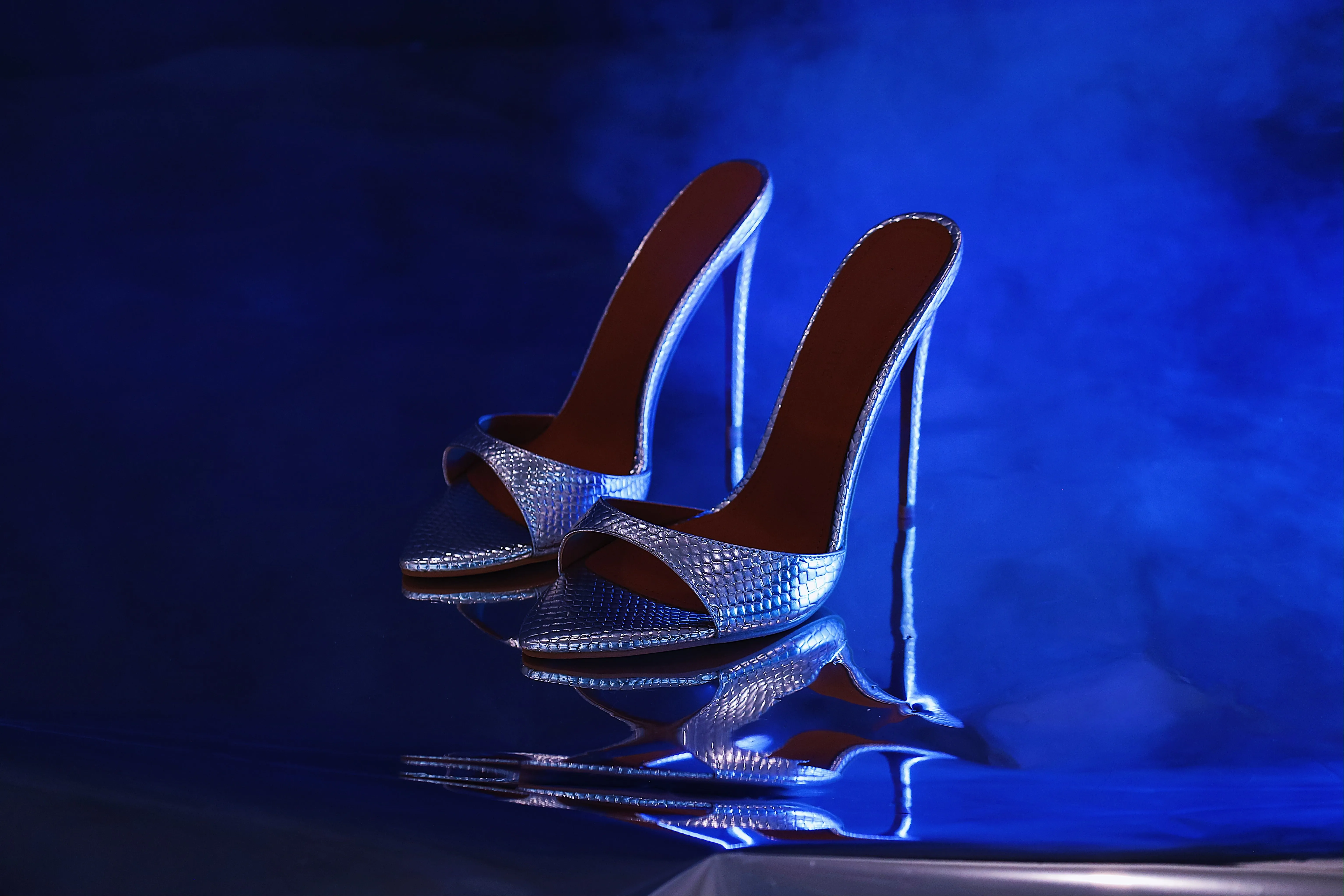 Gia Silver Reptile Vegan Mules 120 mm