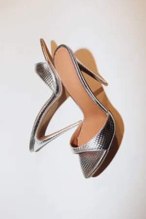 Gia Silver Reptile Vegan Mules 120 mm