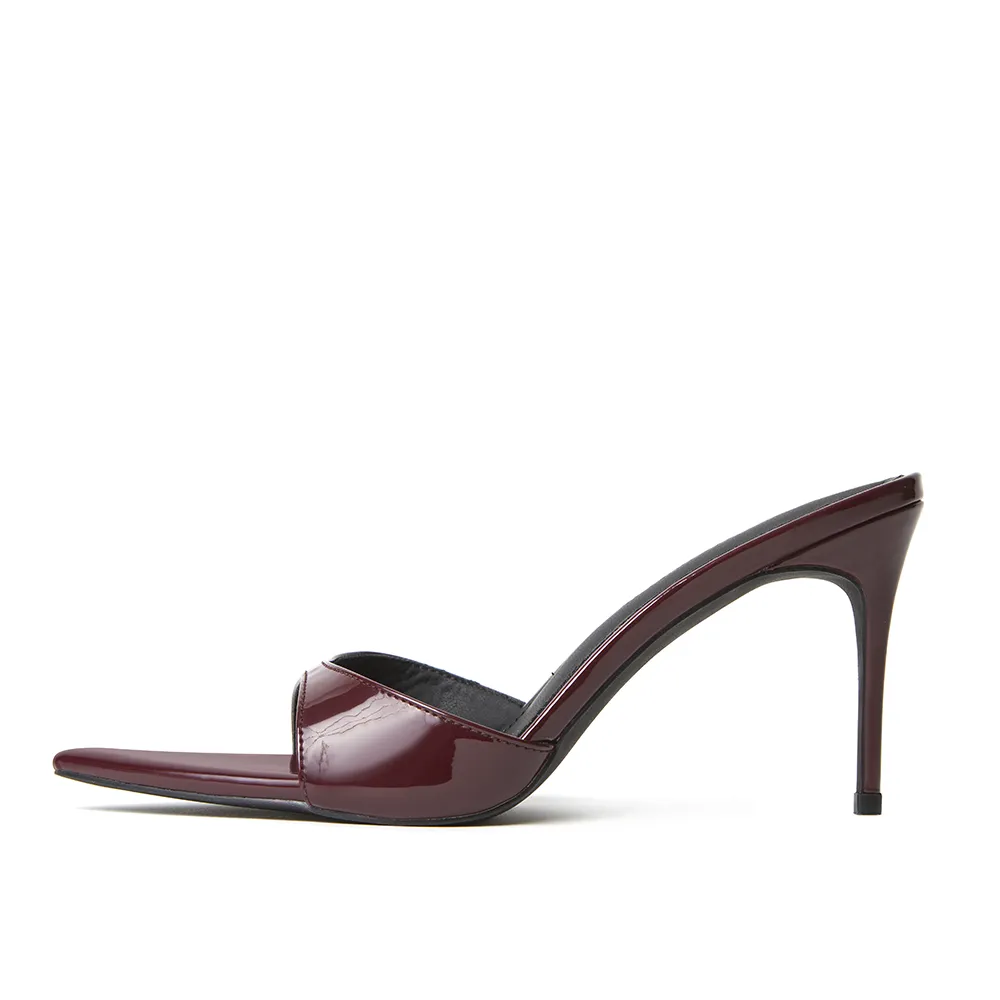 Gia Wine Patent Leather Vegan Mules 80 mm