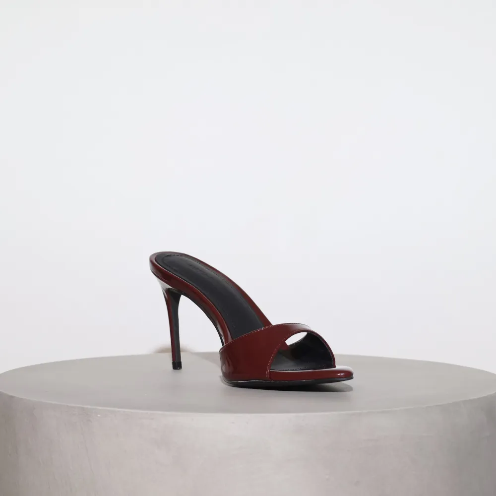 Gia Wine Patent Leather Vegan Mules 80 mm