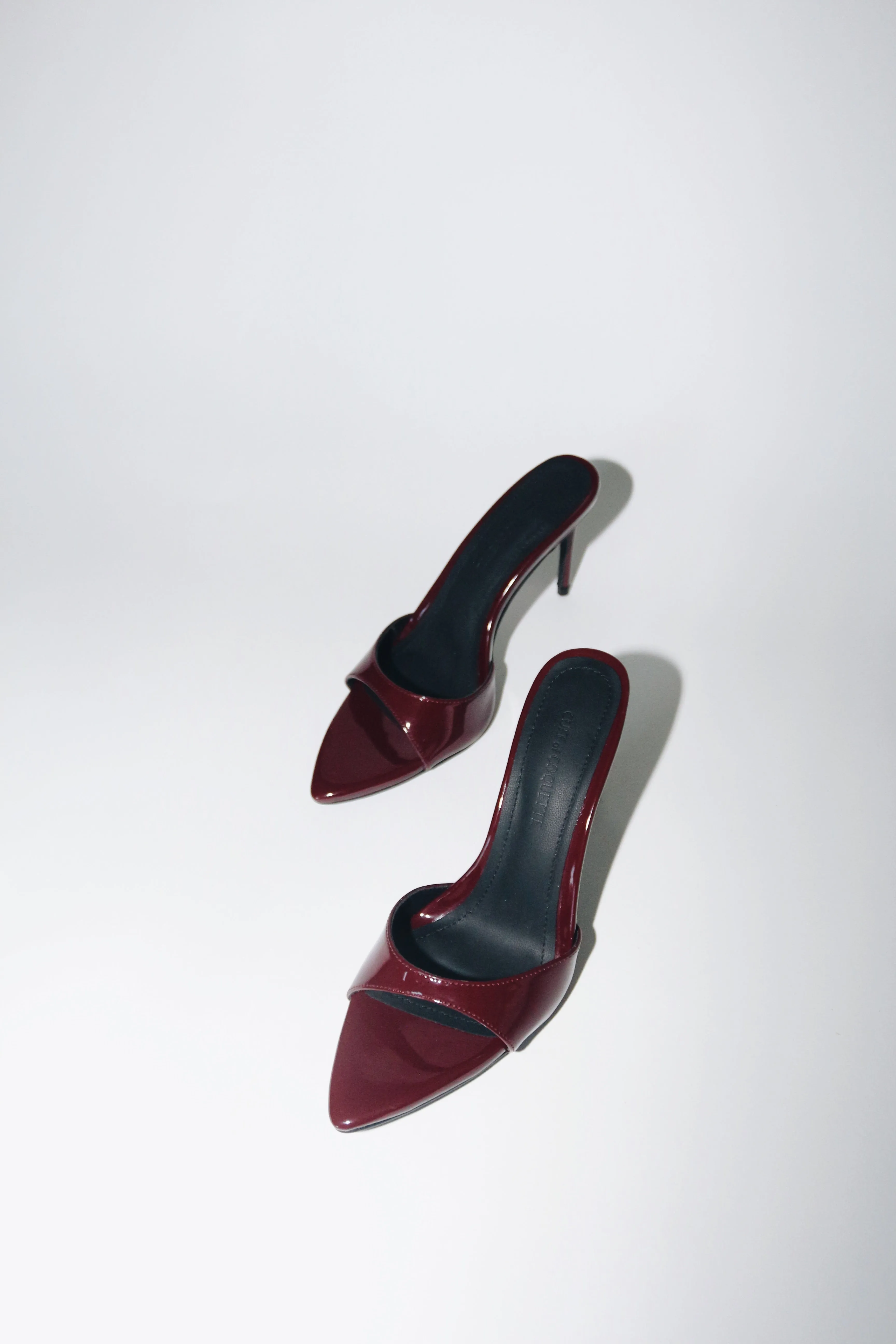 Gia Wine Patent Leather Vegan Mules 80 mm