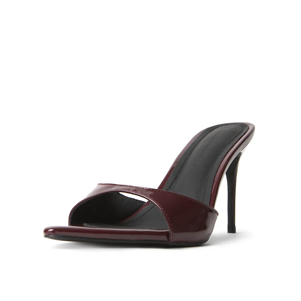 Gia Wine Patent Leather Vegan Mules 80 mm