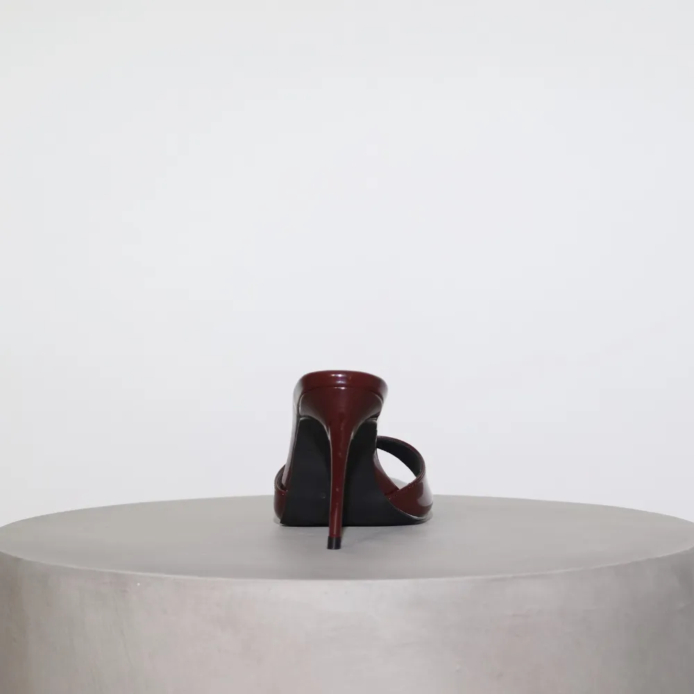 Gia Wine Patent Leather Vegan Mules 80 mm