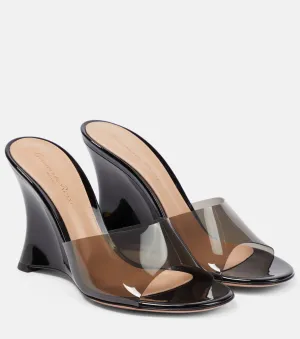 Gianvito Rossi leather wedge sandals, black
