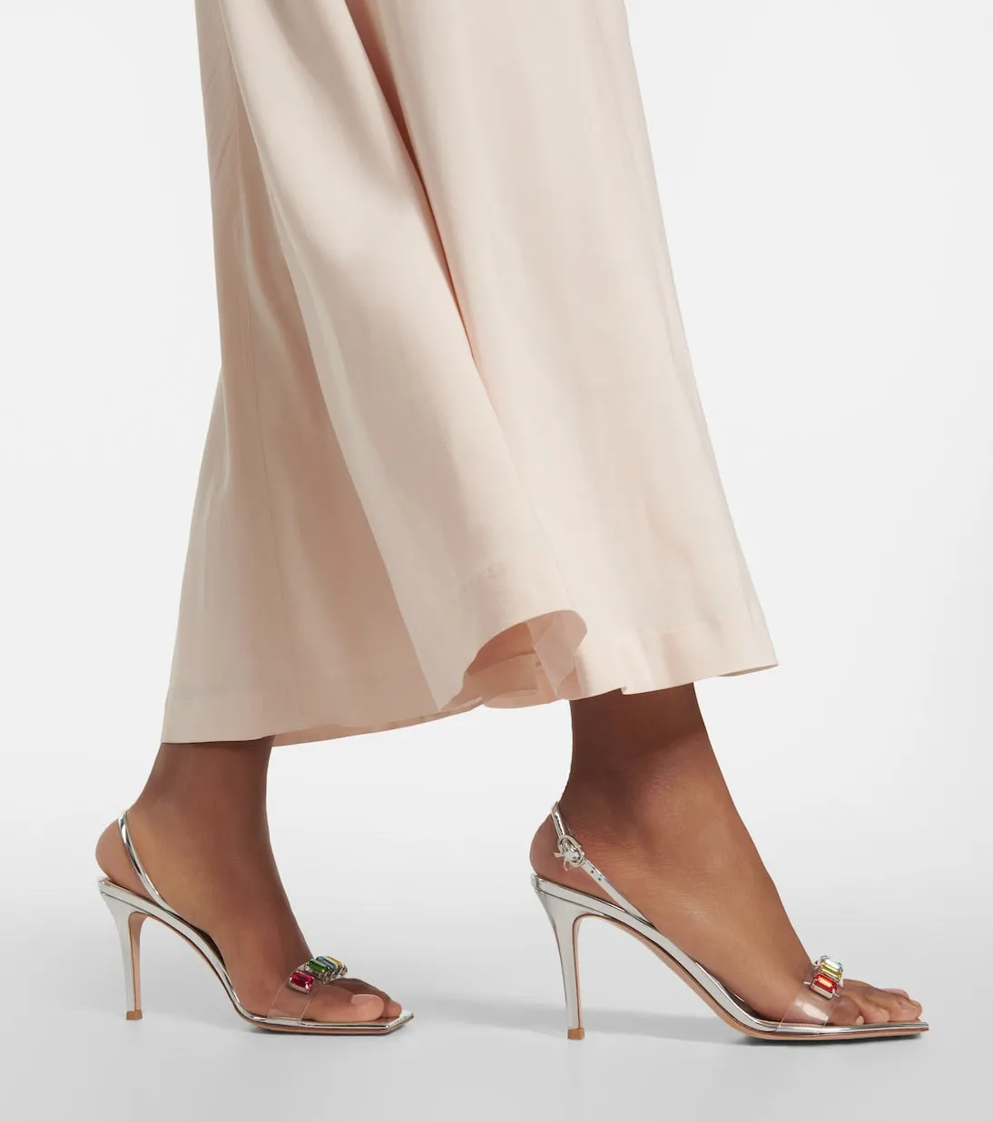 Gianvito Rossi ribbon candy slingback sandals, silver
