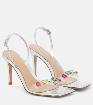 Gianvito Rossi ribbon candy slingback sandals, silver